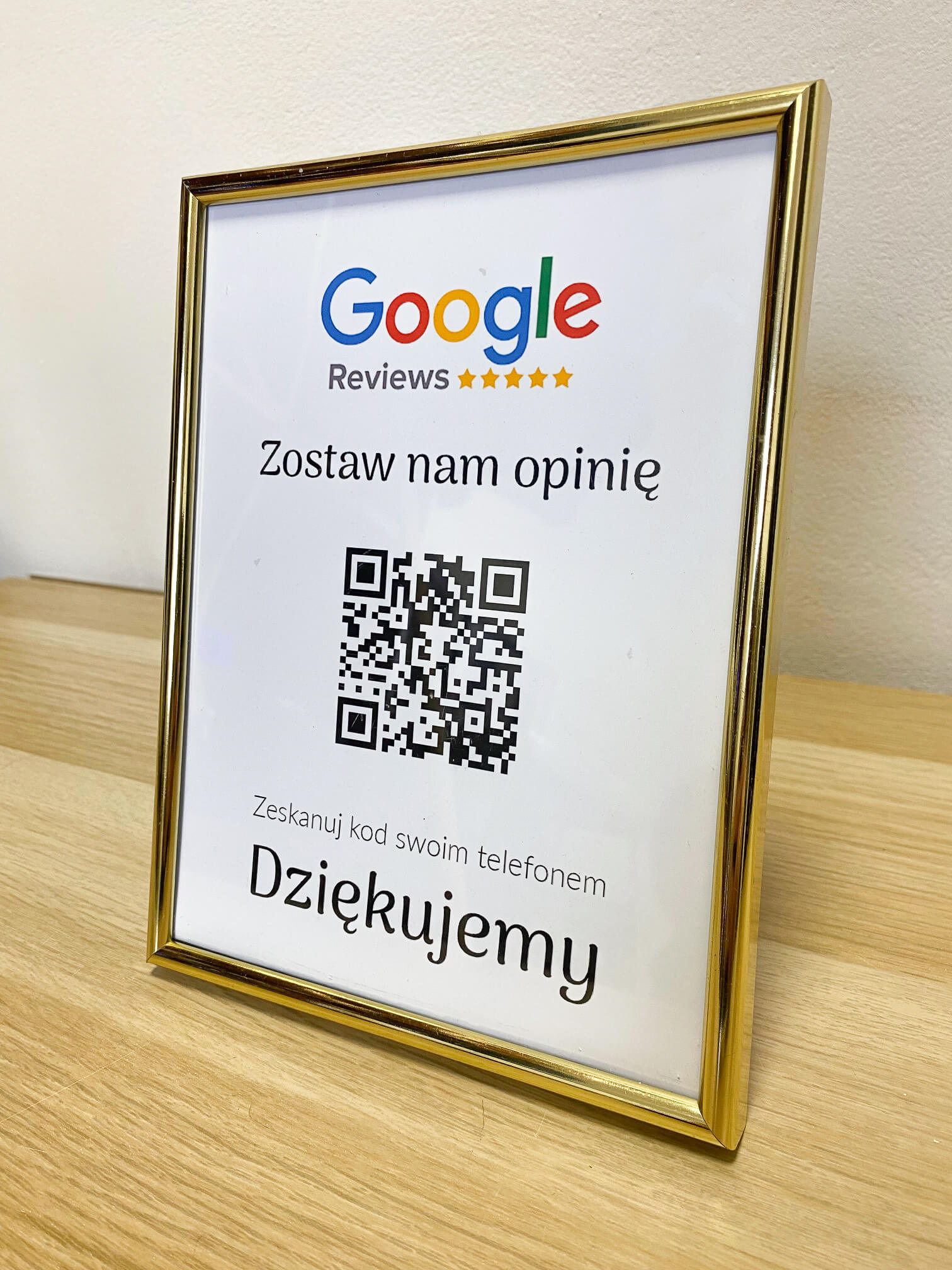 Ramka NFC z kodem QR Szablon #1 - Opinia - Złota A5 15x20 cm Wisząca - obrazek 3