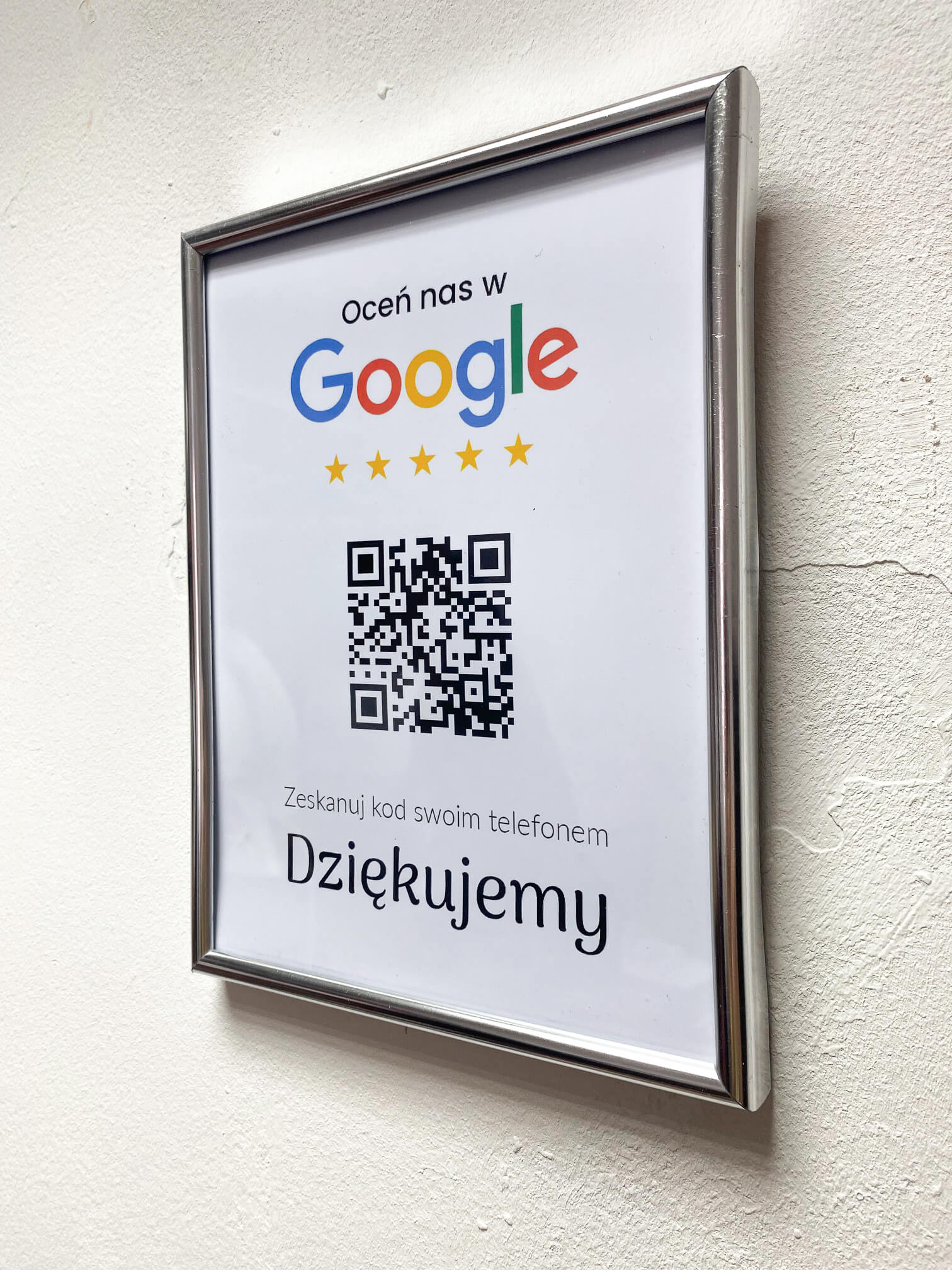Ramka NFC z kodem QR Szablon #2 - Opinia - Srebrna A5 15x20 cm Wisząca - obrazek 2