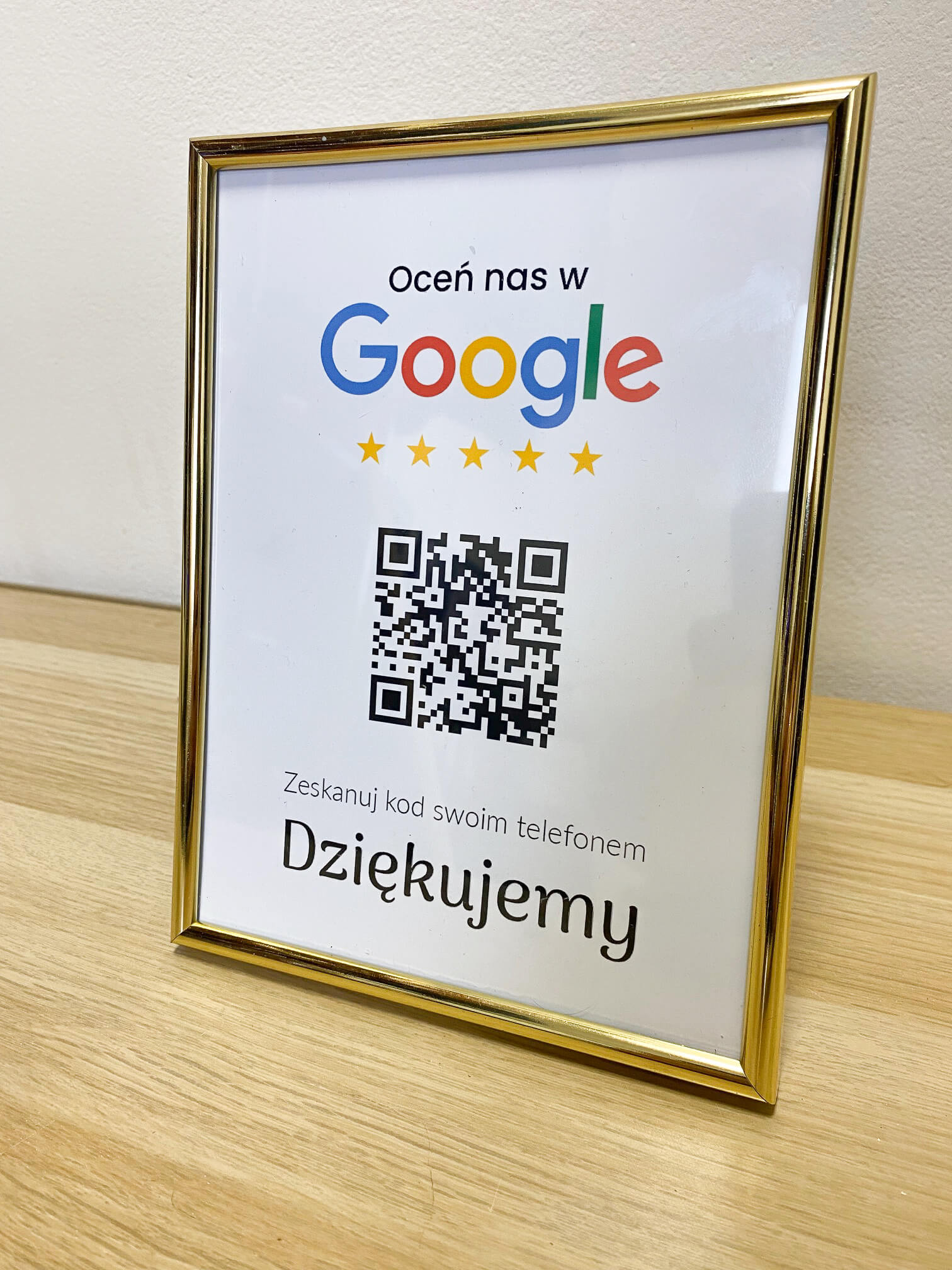 Ramka NFC z kodem QR Szablon #2 - Opinia - Złota A5 15x20 cm Wisząca - obrazek 3