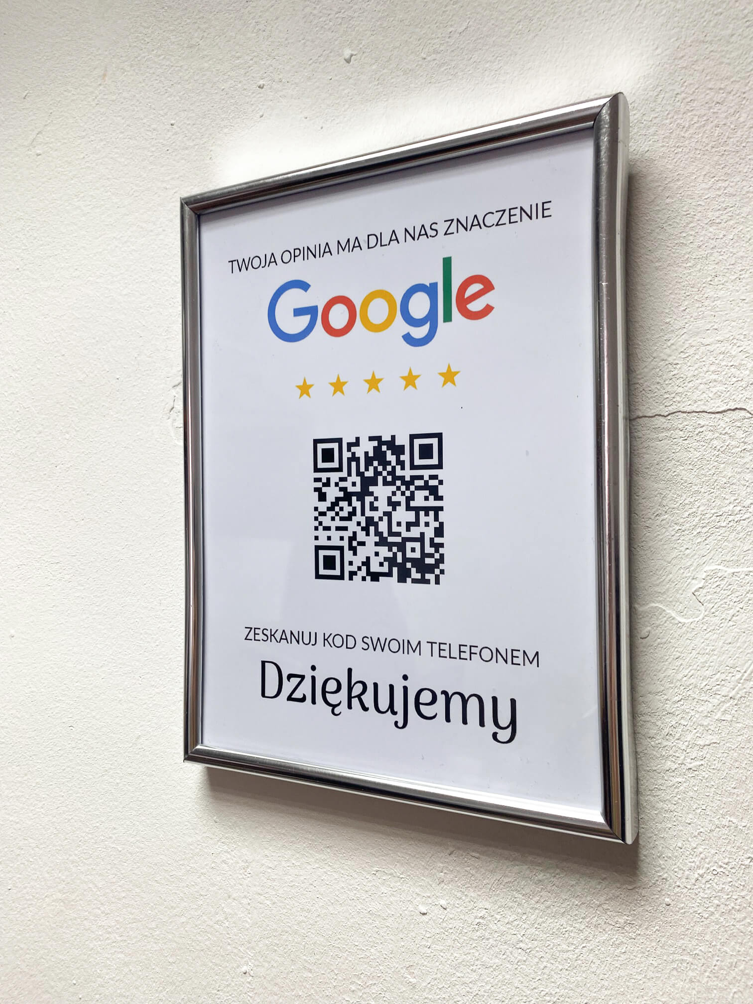 Ramka NFC z kodem QR Szablon #3 - Opinia - Srebrna A5 15x20 cm Wisząca - obrazek 3