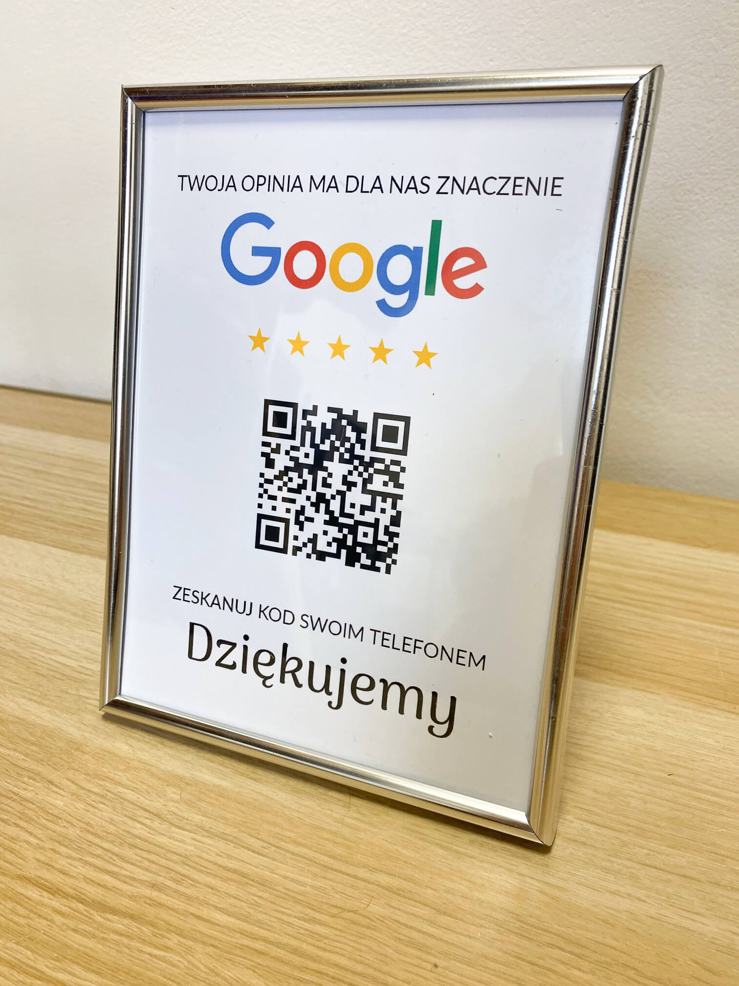 Ramka NFC z kodem QR Szablon #3 - Opinia - Srebrna A5 15x20 cm Wisząca - obrazek 2