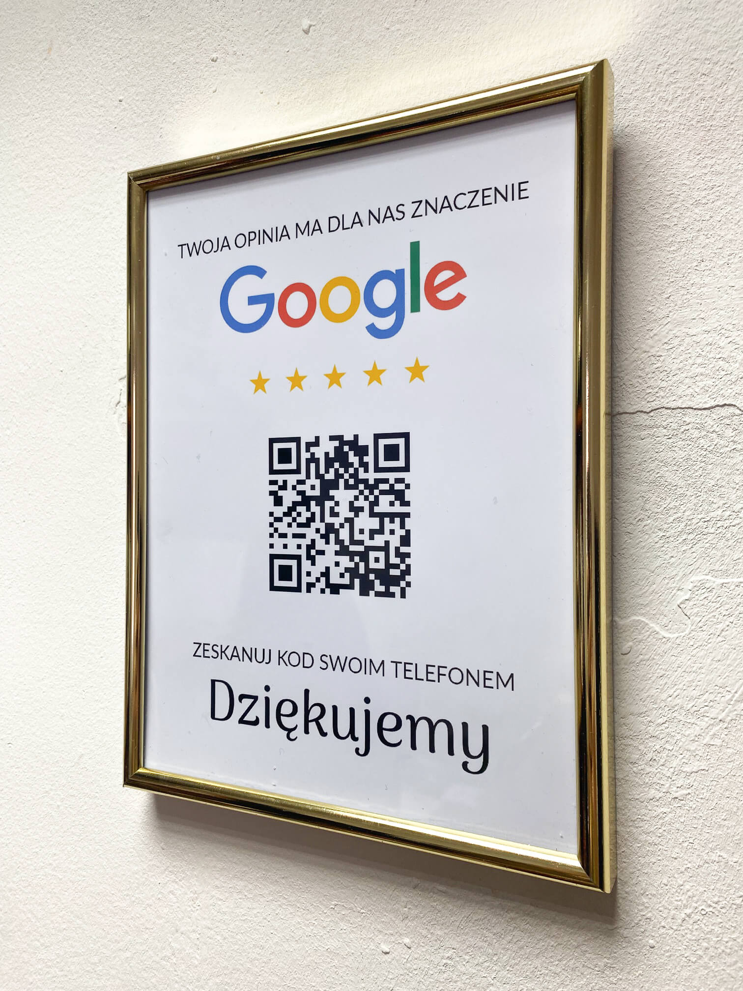 Ramka NFC z kodem QR Szablon #3 - Opinia - Złota A5 15x20 cm Wisząca - obrazek 2