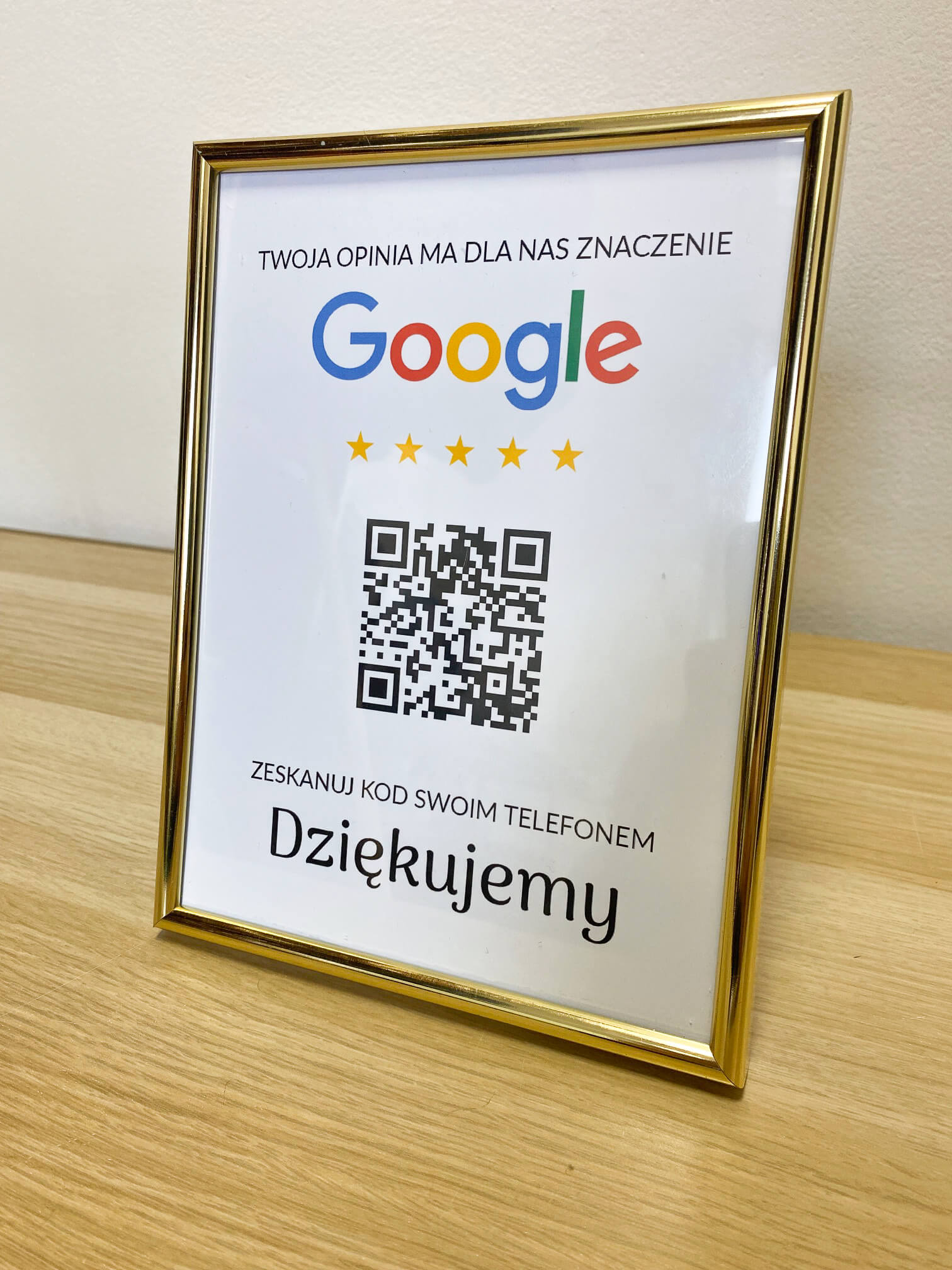 Ramka NFC z kodem QR Szablon #3 - Opinia - Złota A5 15x20 cm Wisząca - obrazek 3