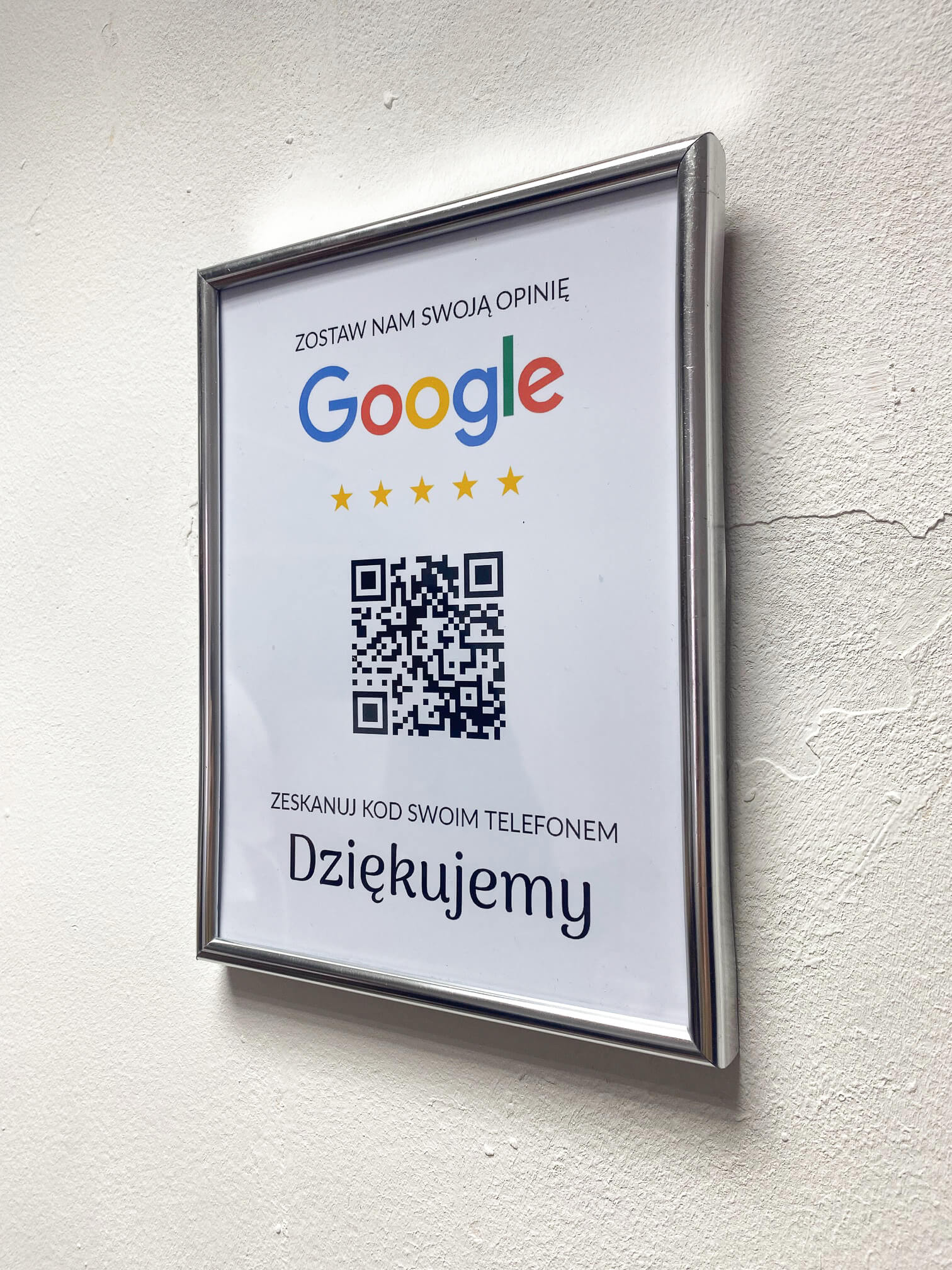 Ramka NFC z kodem QR Szablon #4 - Opinia - Srebrna A5 15x20 cm Wisząca - obrazek 3