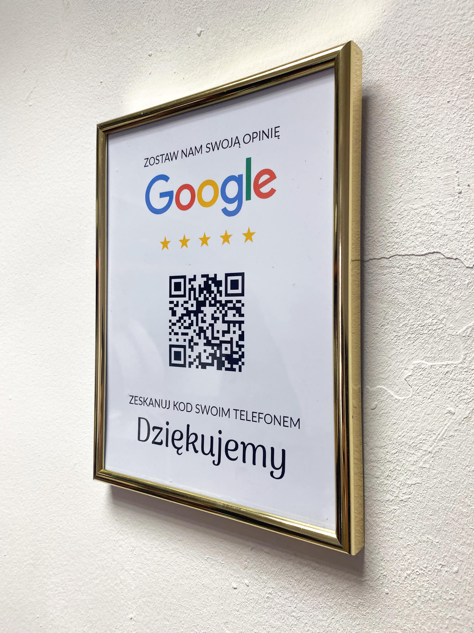 Ramka NFC z kodem QR Szablon #4 - Opinia - Złota A5 15x20 cm Wisząca - obrazek 3