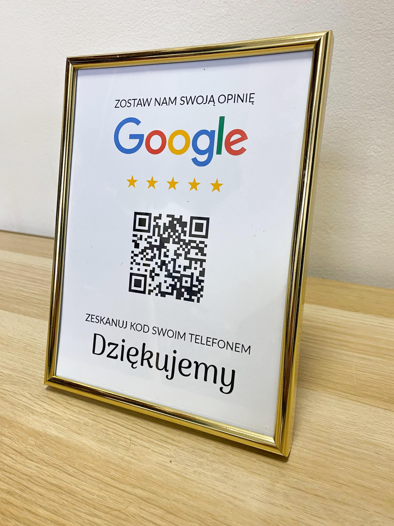 Ramka NFC z kodem QR Szablon #4 - Opinia - Złota A5 15x20 cm Wisząca - obrazek 2