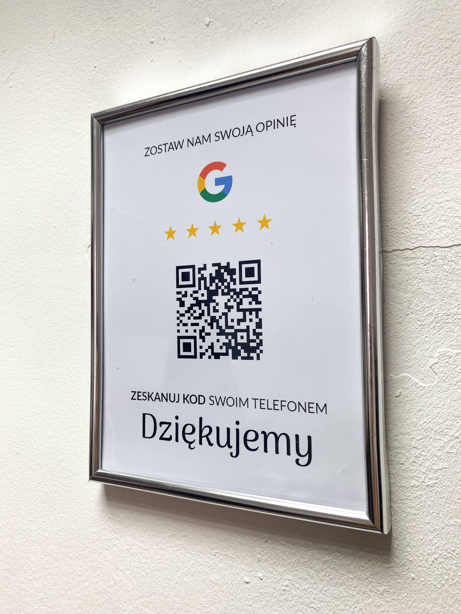 Ramka NFC z kodem QR Szablon #5 - Opinia - Srebrna A5 15x20 cm Wisząca - obrazek 3