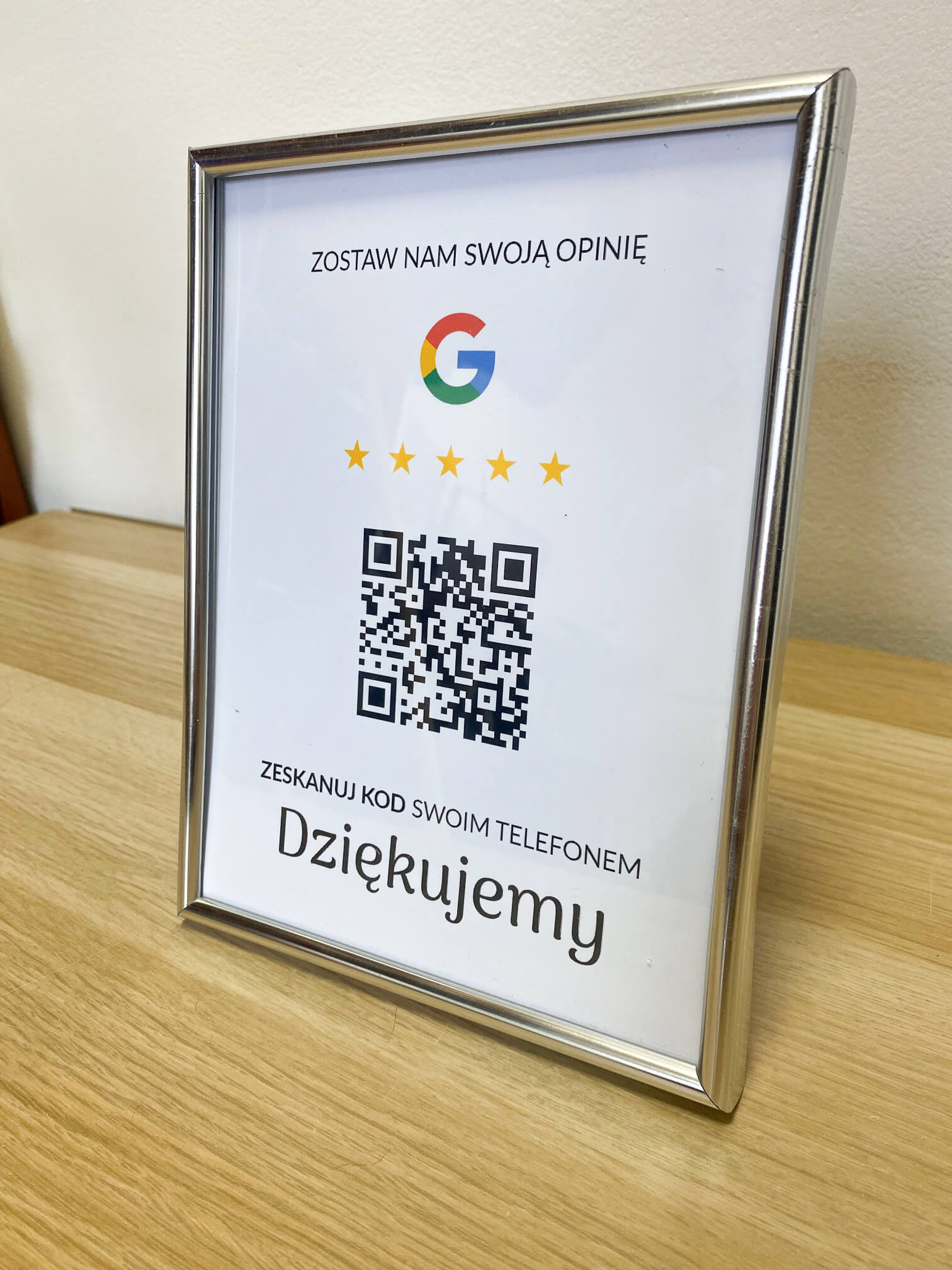 Ramka NFC z kodem QR Szablon #5 - Opinia - Srebrna A5 15x20 cm Wisząca - obrazek 2