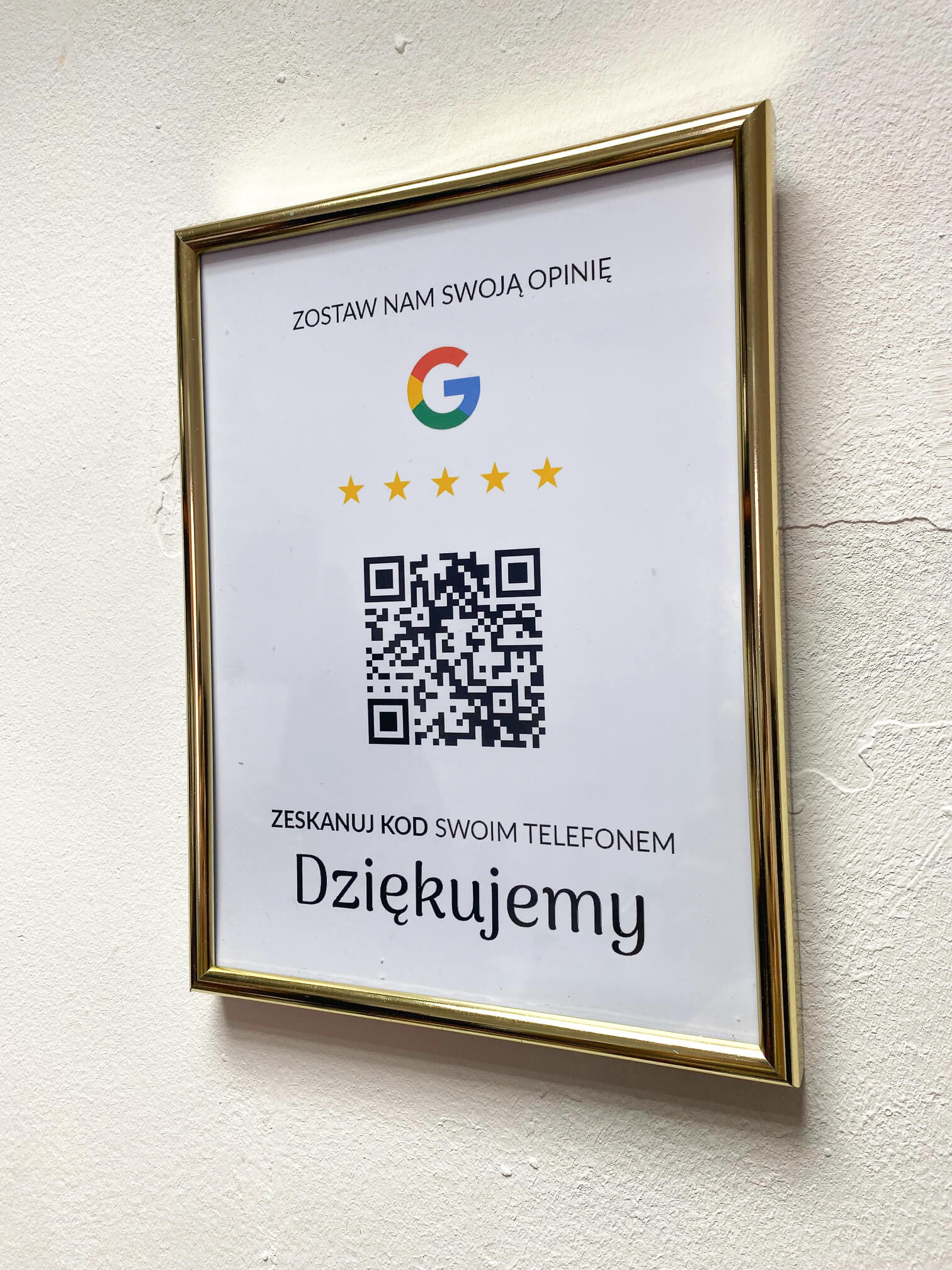 Ramka NFC z kodem QR Szablon #5 - Opinia - Złota A5 15x20 cm Wisząca - obrazek 2