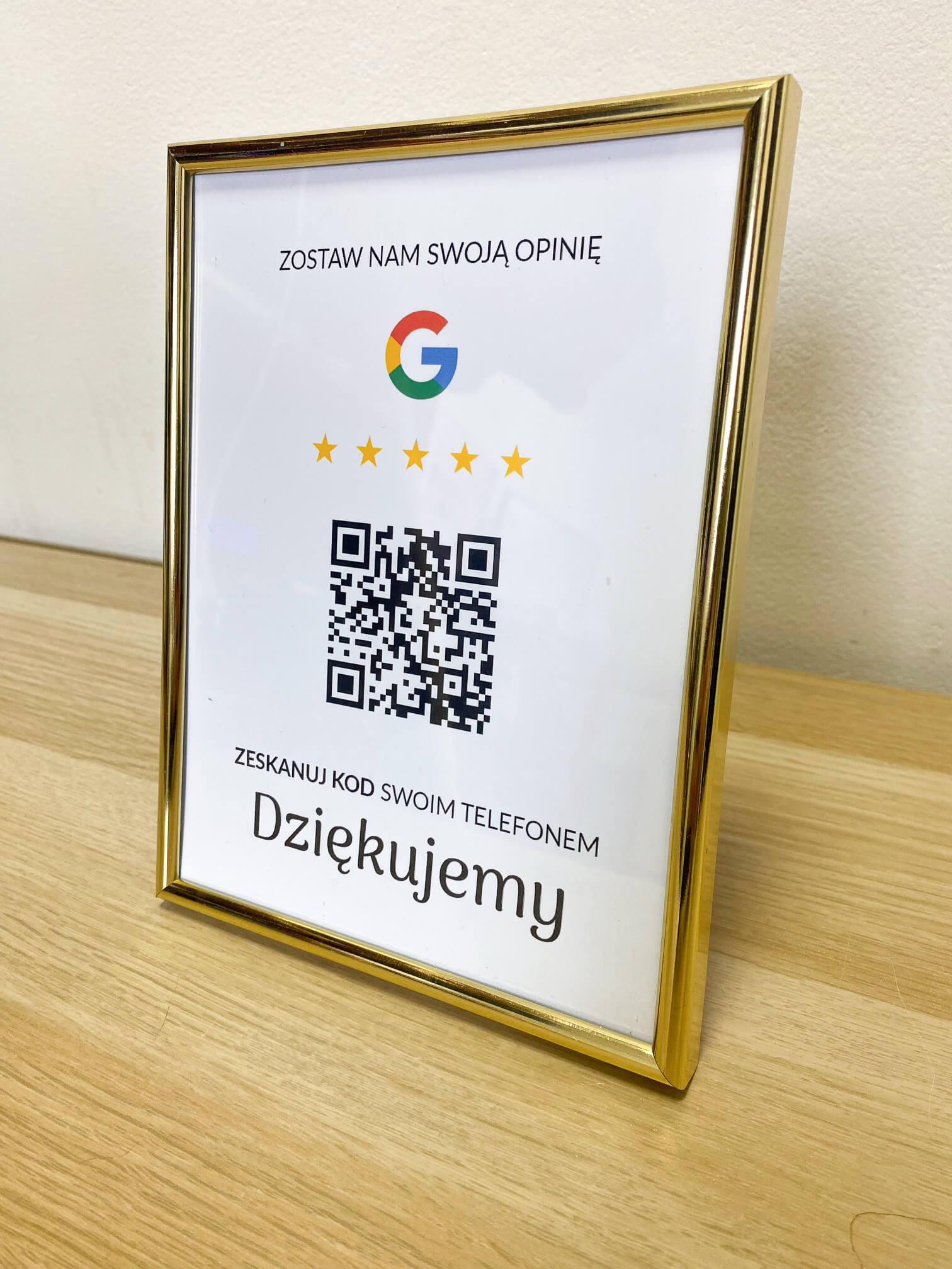 Ramka NFC z kodem QR Szablon #5 - Opinia - Złota A5 15x20 cm Wisząca - obrazek 3