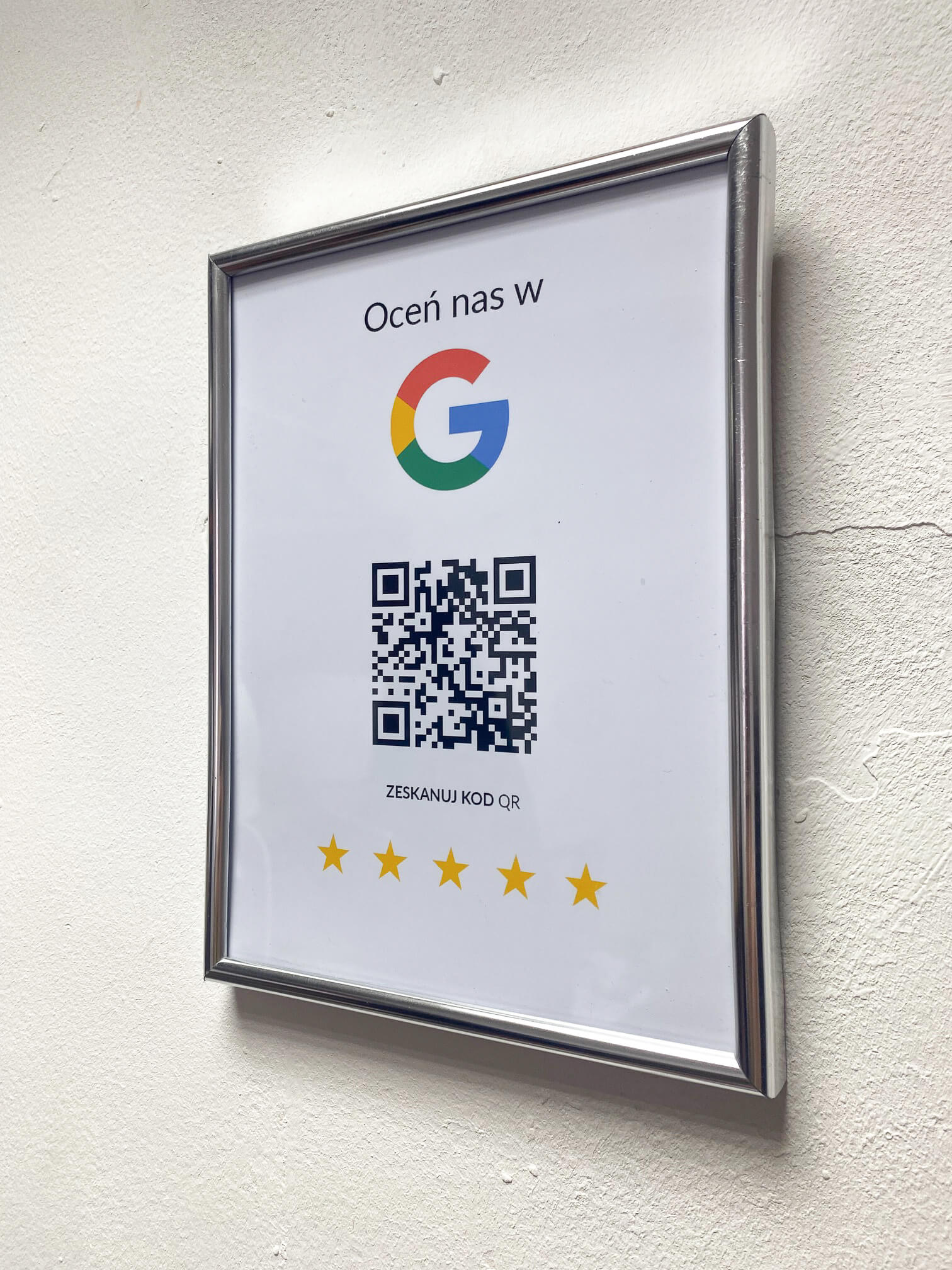 Ramka NFC z kodem QR Szablon #6 - Opinia - Srebrna A5 15x20 cm Wisząca - obrazek 3