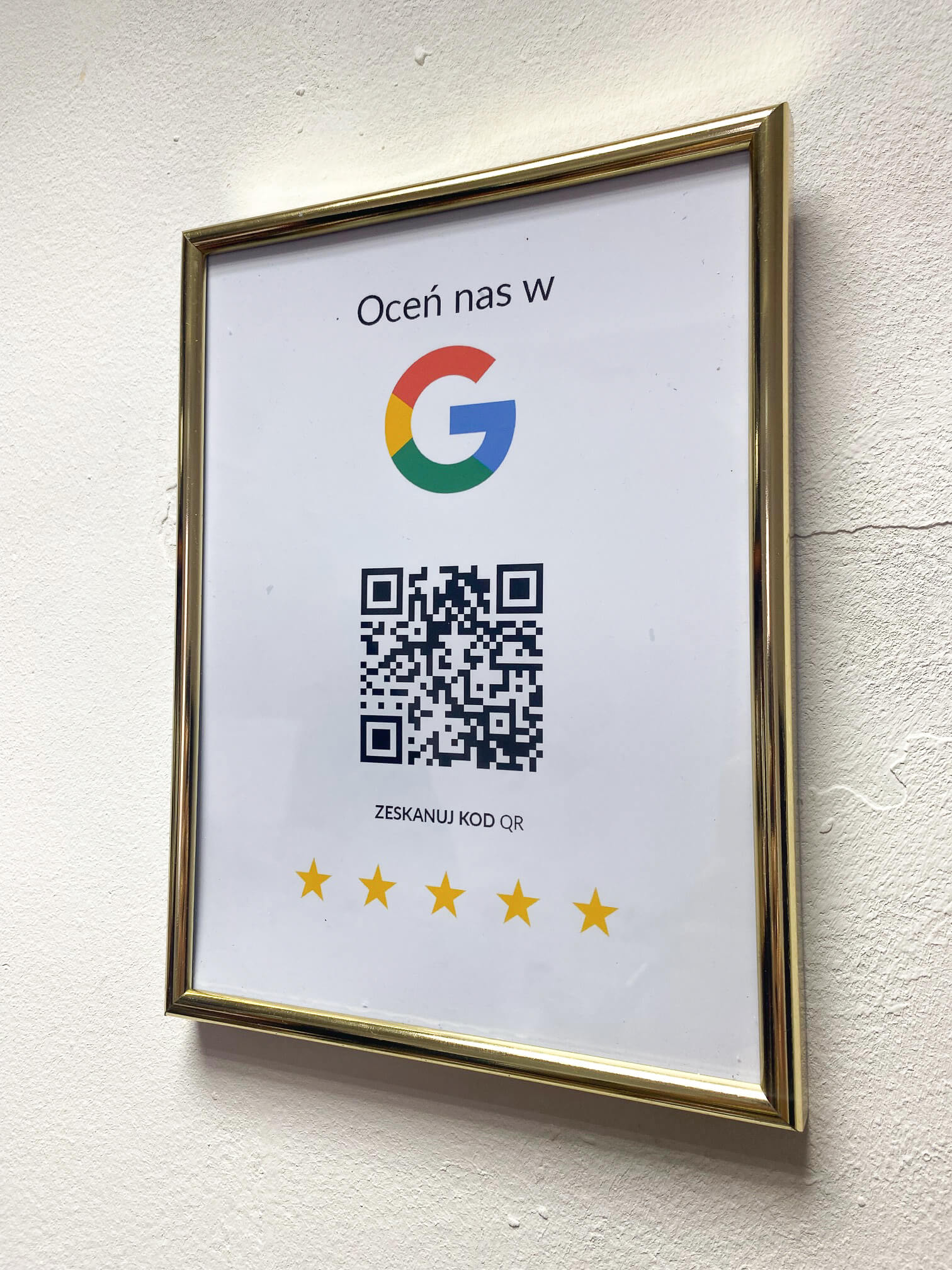 Ramka NFC z kodem QR Szablon #6 - Opinia - Złota A5 15x20 cm Wisząca - obrazek 2