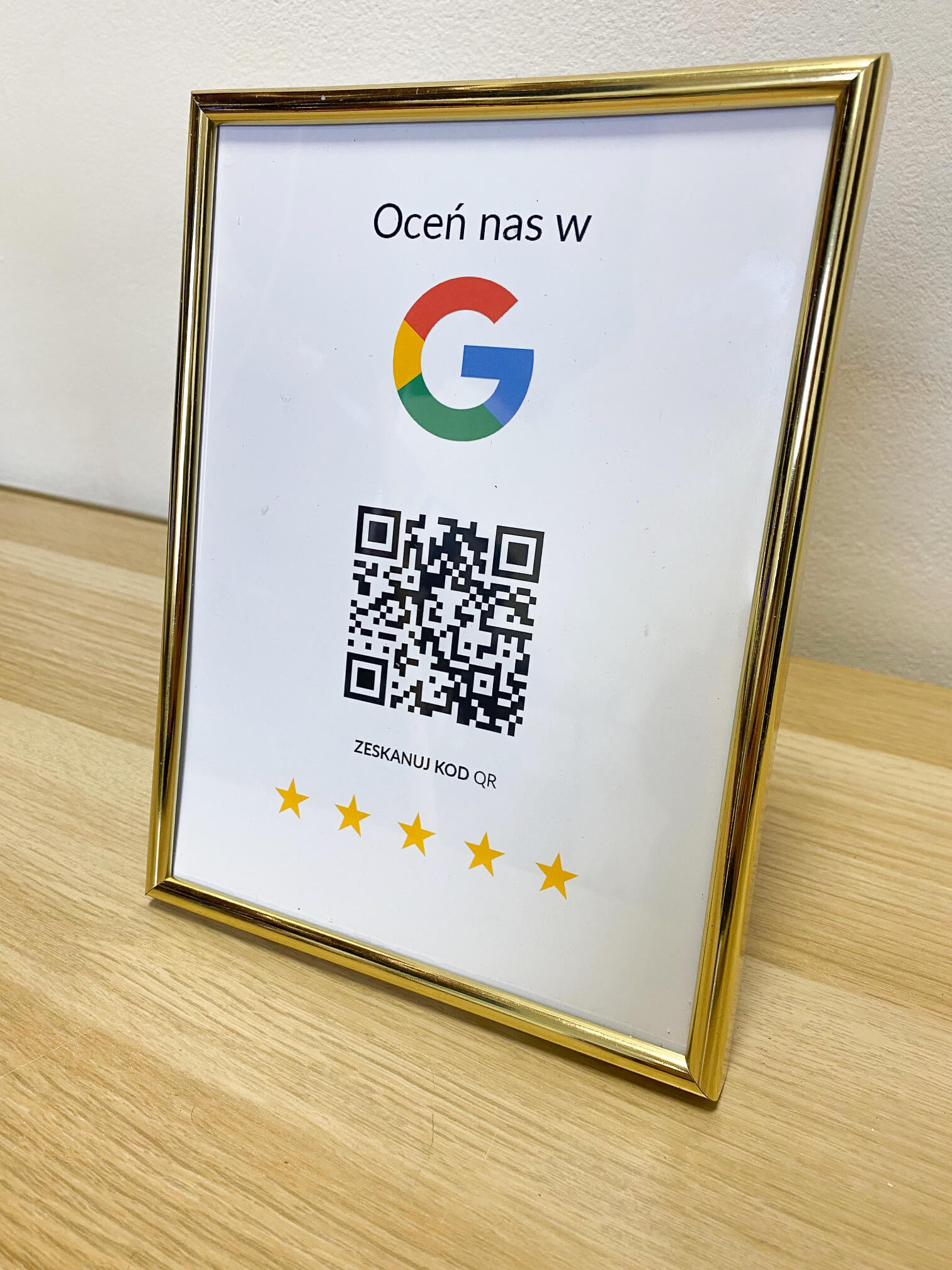 Ramka NFC z kodem QR Szablon #6 - Opinia - Złota A5 15x20 cm Wisząca - obrazek 3