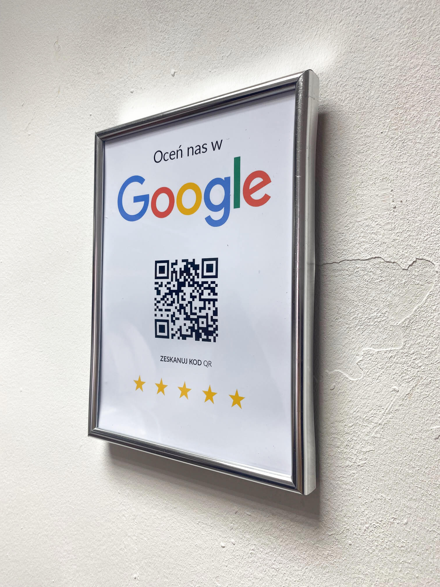 Ramka NFC z kodem QR Szablon #7 - Opinia - Srebrna A5 15x20 cm Wisząca - obrazek 3
