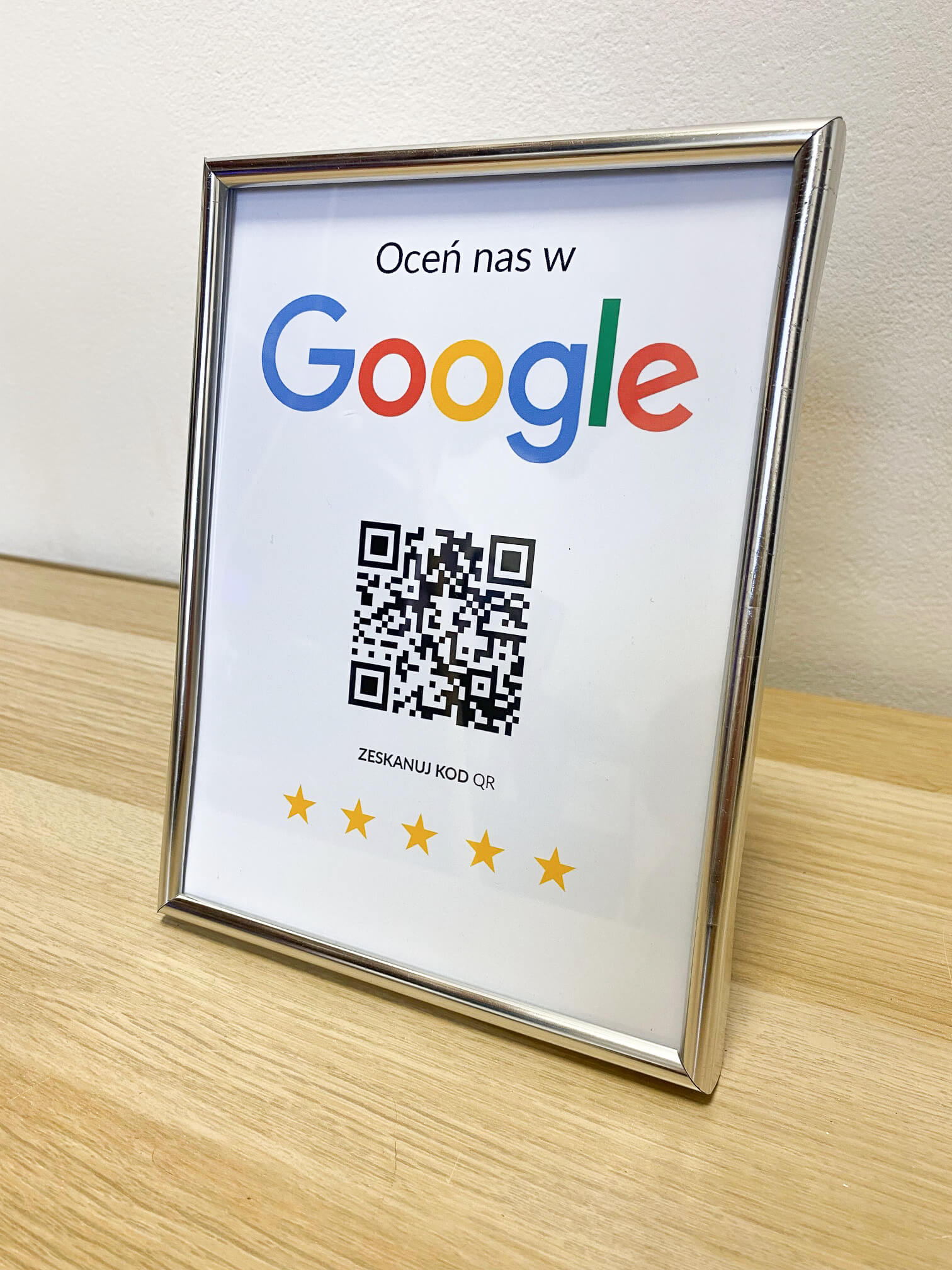 Ramka NFC z kodem QR Szablon #7 - Opinia - Srebrna A5 15x20 cm Wisząca - obrazek 2