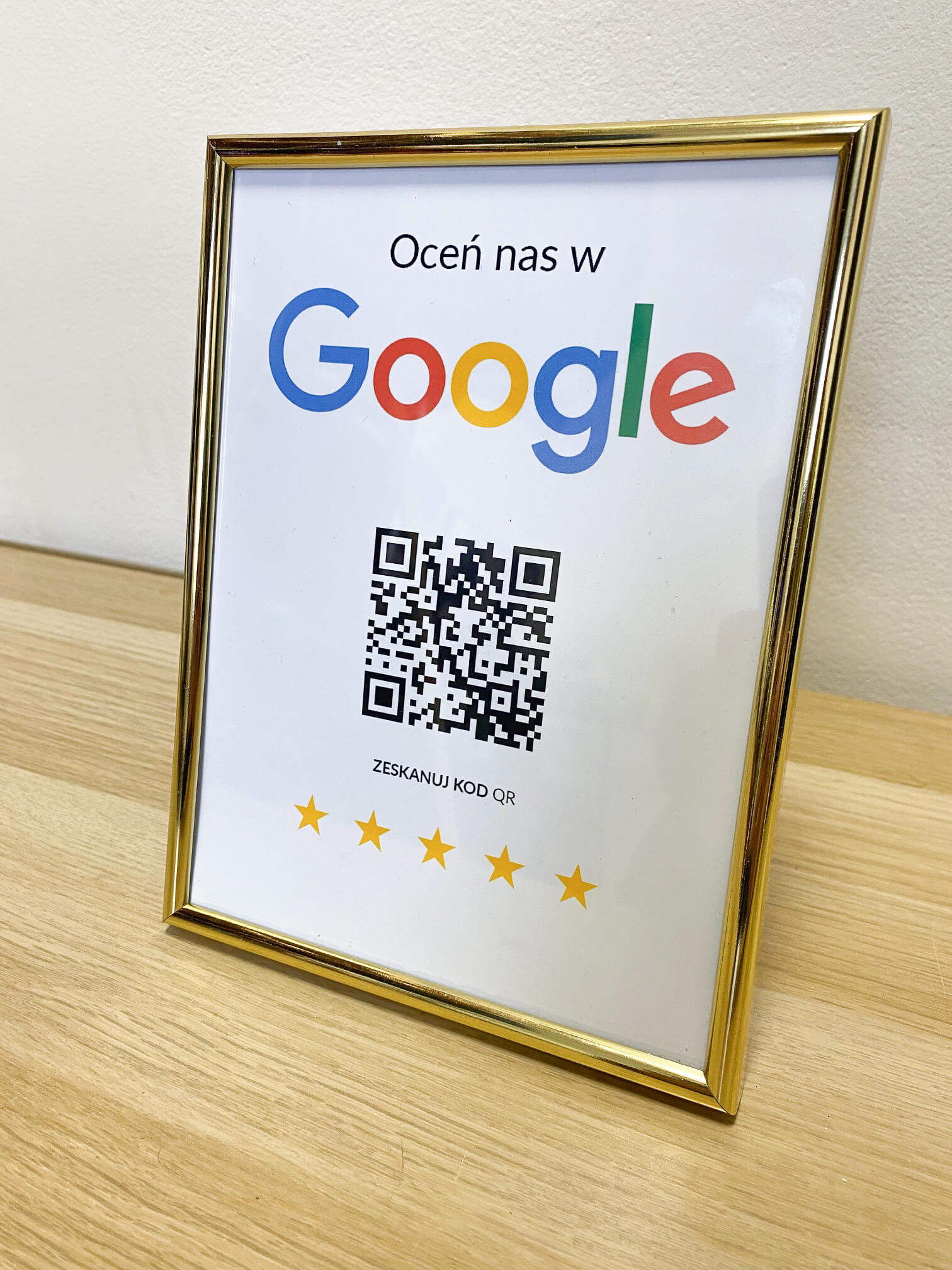 Ramka NFC z kodem QR Szablon #7 - Opinia - Złota A5 15x20 cm Wisząca - obrazek 3