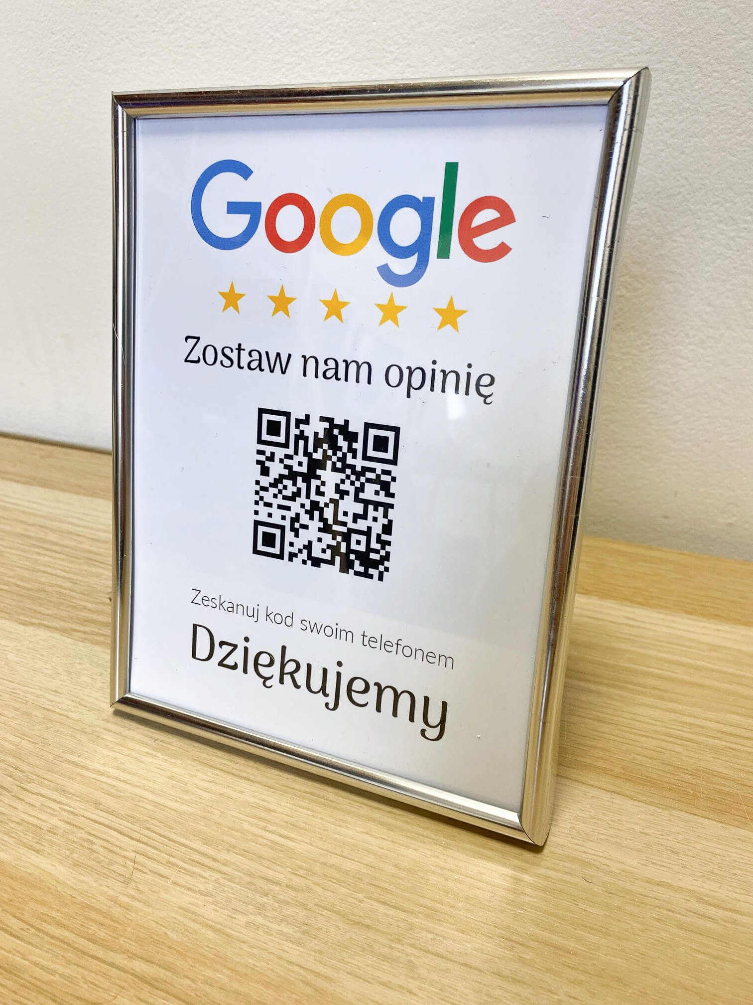 Ramka NFC z kodem QR Szablon #8 - Opinia - Srebrna A5 15x20 cm Wisząca - obrazek 2