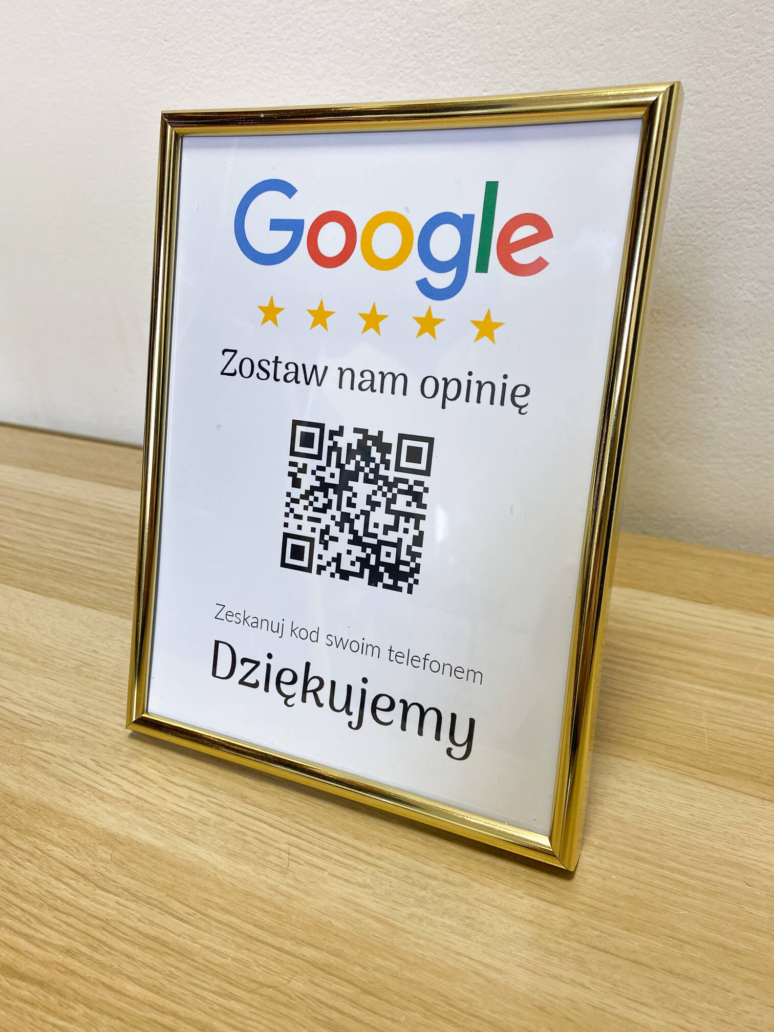 Ramka NFC z kodem QR Szablon #8 - Opinia - Złota A5 15x20 cm Wisząca - obrazek 3