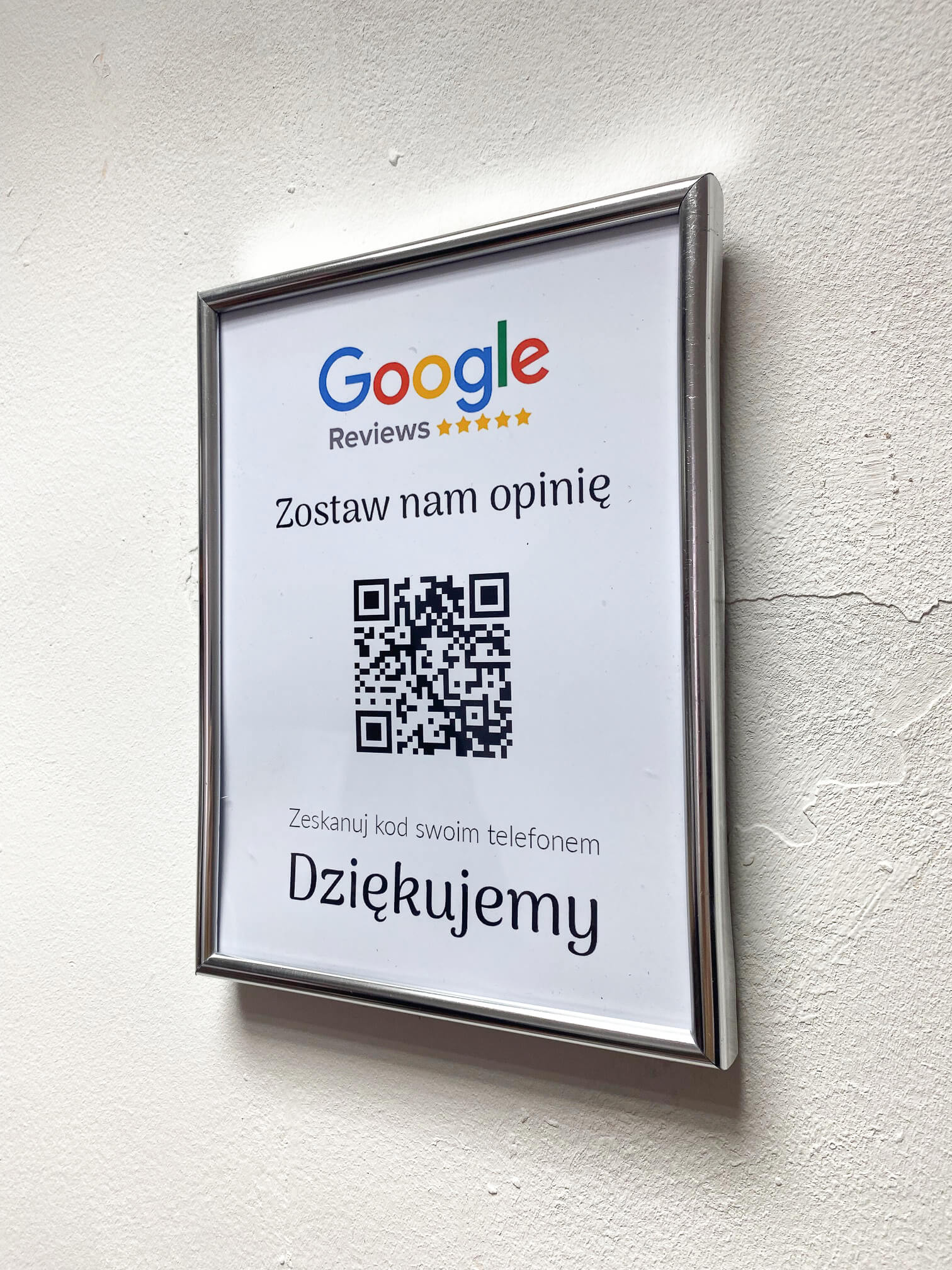 Ramka NFC z kodem QR Szablon #1 - Opinia - Srebrna A5 15x20 cm Wisząca - obrazek 2