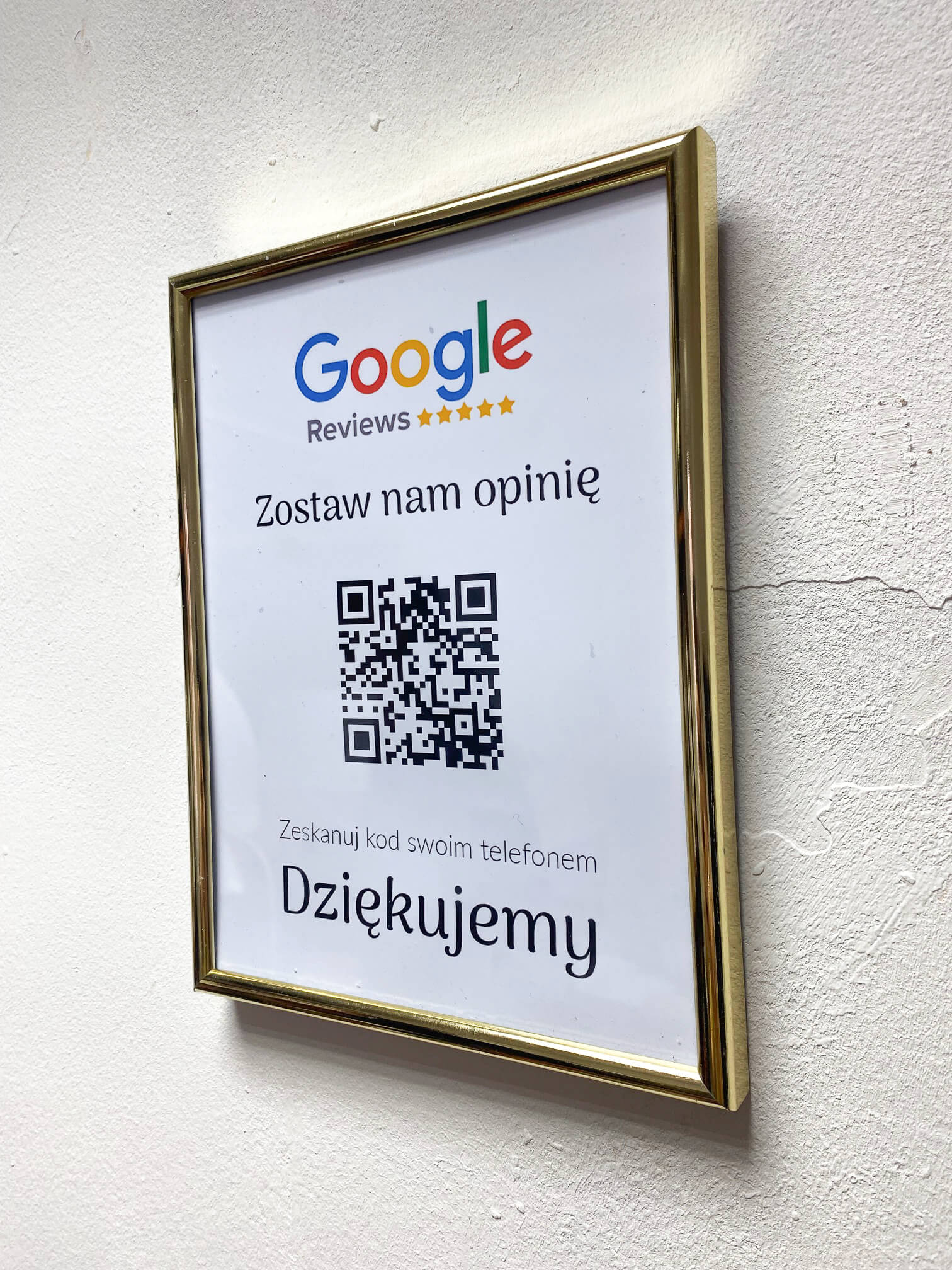 Ramka NFC z kodem QR Szablon #1 - Opinia - Złota A5 15x20 cm Wisząca - obrazek 2