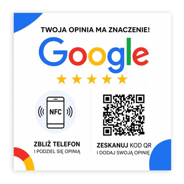 Opinia Google QR Tabliczka Zbliżeniowa 13x13 cm NFC